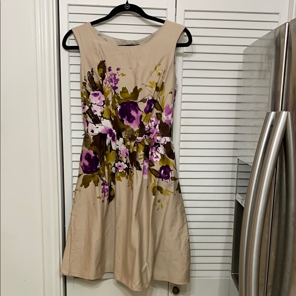 Floral Sleeveless Dress - Purple and Cream